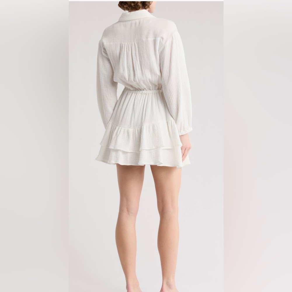 🌿 Lush White Long Sleeve Tiered Mini Dress – Size XL - Picture 2 of 5